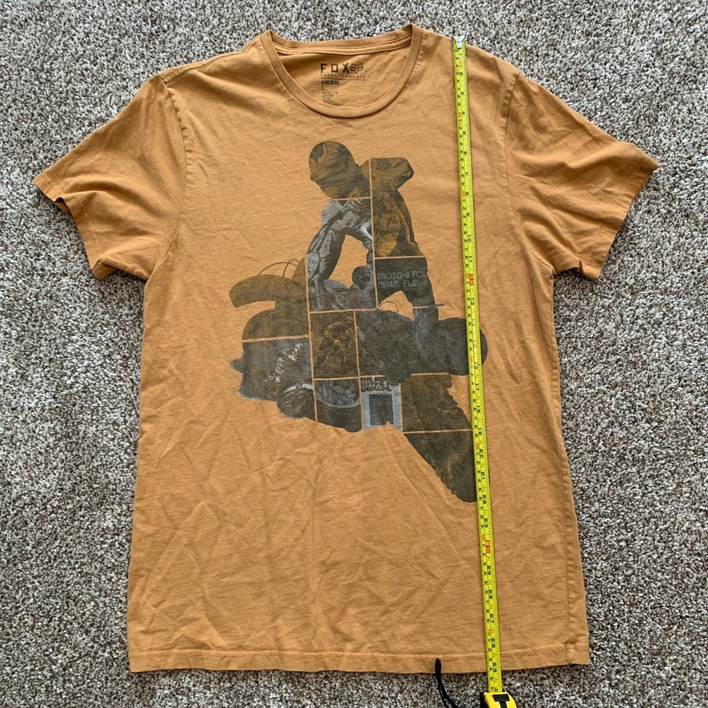 FOX RACING MEN Yellow Premium Tee T shirt Slim Fit LARGE Cotton MotoRacing